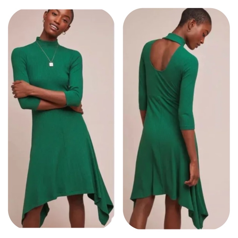 Anthropologie Heart Of Building 18 Ribbed Knit Dress Green Size Small
